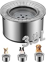 Heouvo 1 Gallon No Spill Dog Water Bowl - Anti-Digging Lid, Spill-Proof Stainless Steel Slow Feeder with Rubber Bottom for Messy Drinkers & Car Use