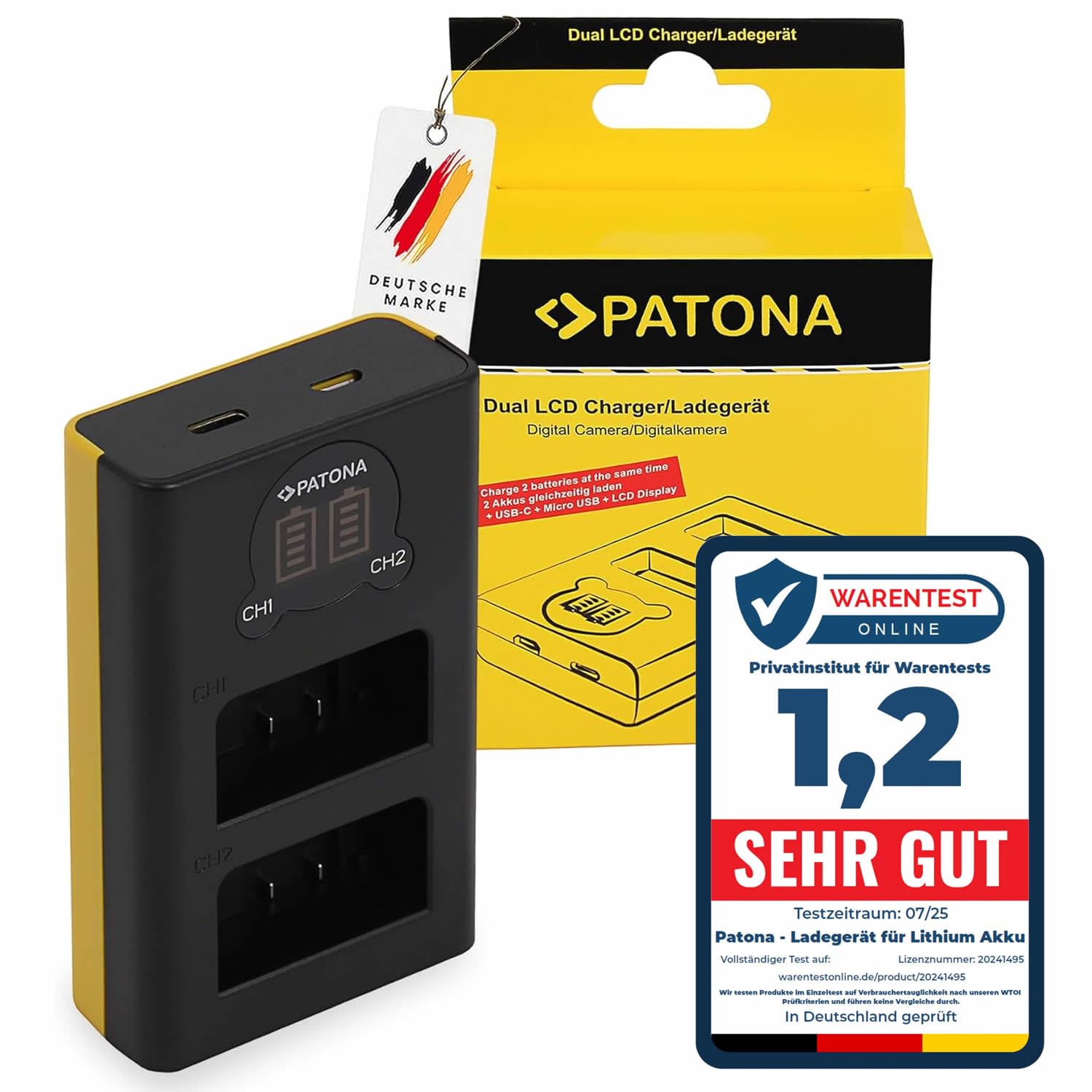 PATONA EN-EL25 EN-EL25 Ładowarka - 1911 USB Dual LCD Mini - Kompatybilna z Nikon Z50 Z fc - Zasilana przez USB-C lub Micro-USB
