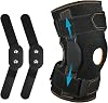 AOOWU Hinged Knee Support Brace, Adjustable Open Patella for Knee Pain, Hinged Knee Support with Parallel Straps & Dual Side Stabilizers