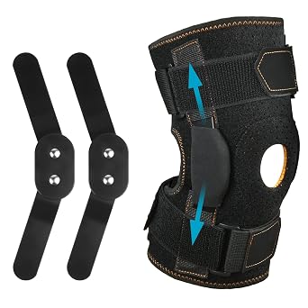 AOOWU Knee Support Open Patella, More Stable Hinge Structure, Knee Pads with Parallel Straps & Dual Side Stabilizers, Suitable for Arthritis, Meniscus Tear, Tendonitis, ACL, Ligament Injury, M