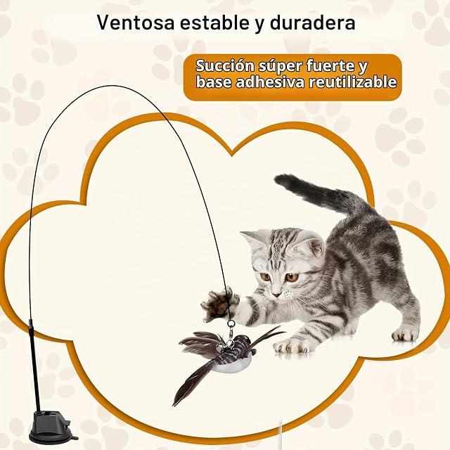 Foto 4 de 7 de AiQInu 4 Piezas Juguetes para Gatos, Interactivo Juguete Gato con Ventosa