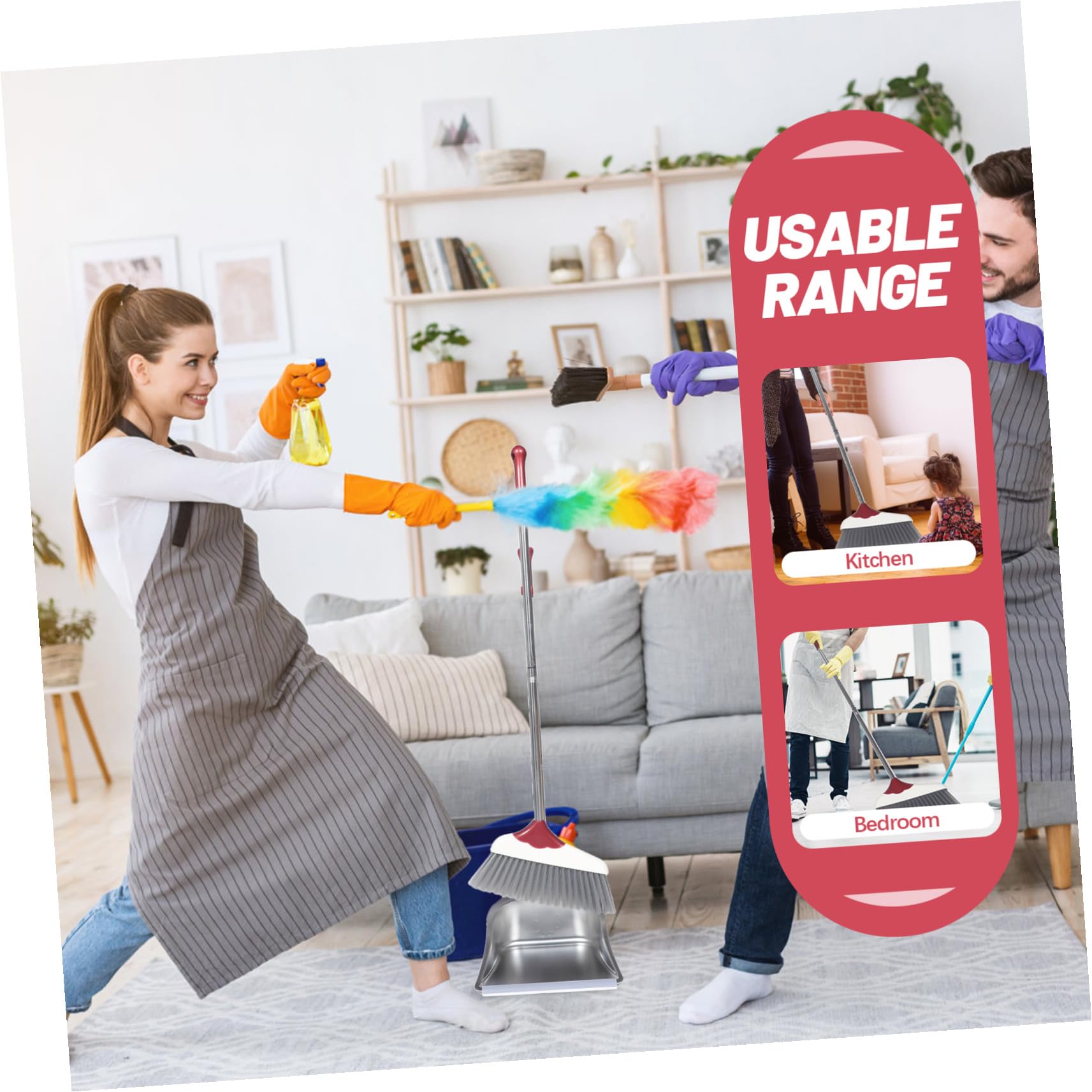 Scopa e Paletta in Acciaio Argentato Spazzola Morbida e Paletta per Uso Domestico Leggera e Resistente Design Ergonomico per Pulizie Facili e Comode