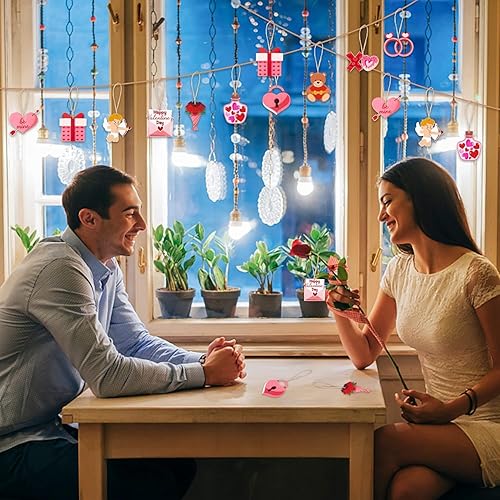 Miniatura 6 de Haooryx Kits de manualidades de papel de San Valentín, 30 piezas de adornos colgantes de papel de monstruo para hacer tu propio día de San Valentín,