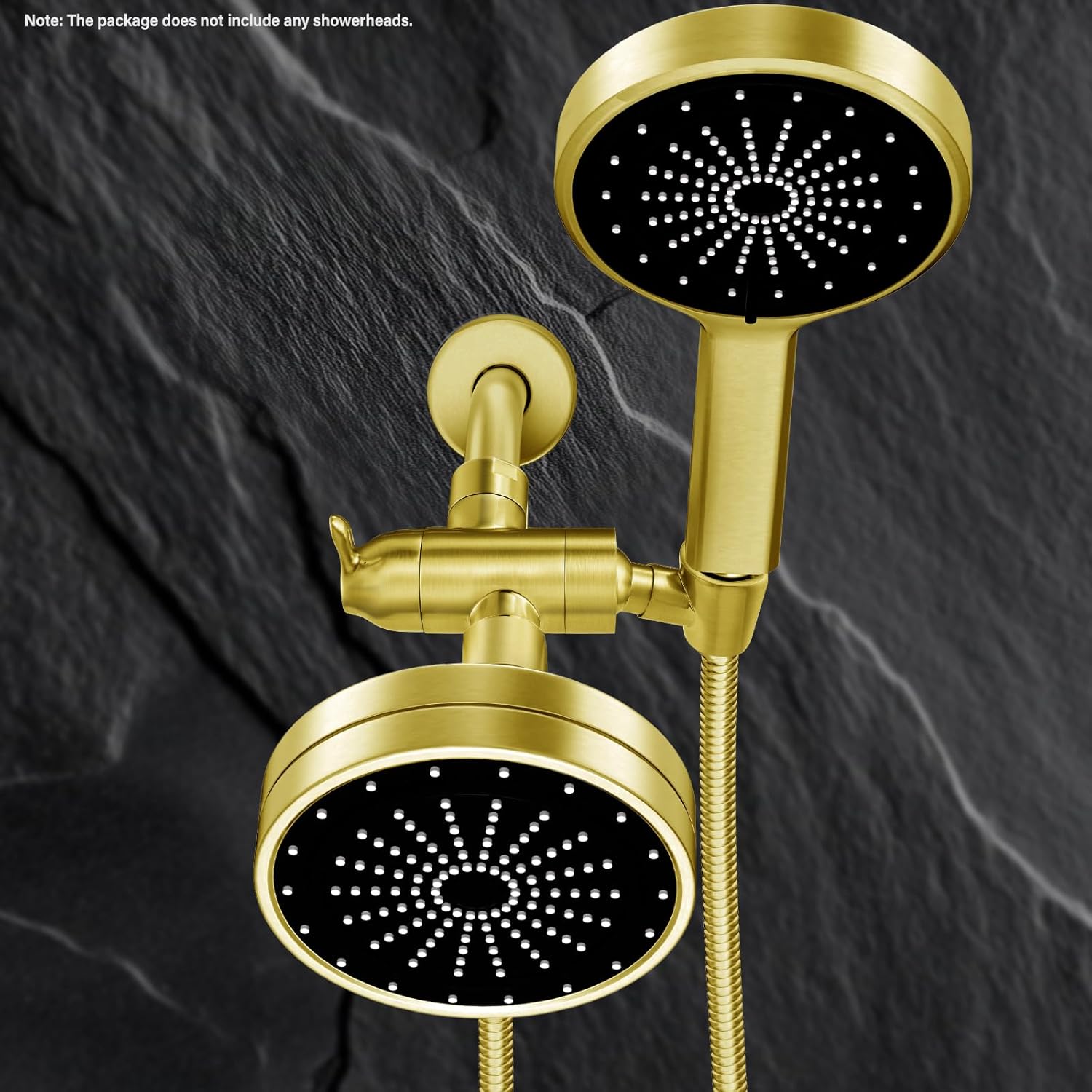 Metal Shower Arm Diverter with Handheld Mount, G1/2" 3-Way Shower Diverter Valve Bathroom Universal Showering System Replacement for Handheld Wand and Fixed Sprayer, Brushed Gold