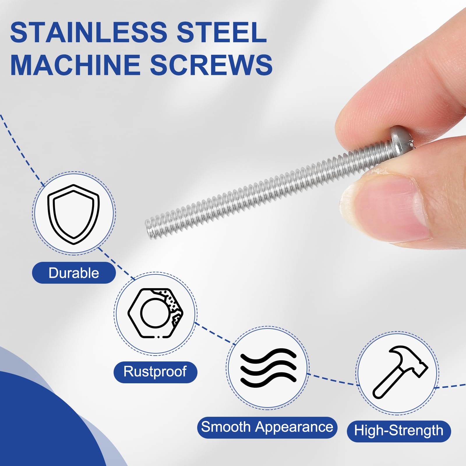 PATIKIL #10-24 x 2" Pan Head Machine Screws, 25 Pcs 304 Stainless Steel Round Head Screws for Cabinet Drawer Knob Pull Handle, Phillips Drive, Fully Threaded, Bright Finish - Image 3
