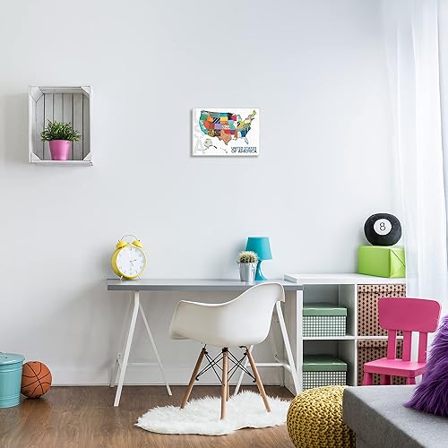 Miniatura 2 de Stupell Industries Bordes acolchados con patrón de mapa de los Estados Unidos, diseñado por Lauren Gibbons, placa de pared, 10 x 15 pulgadas,