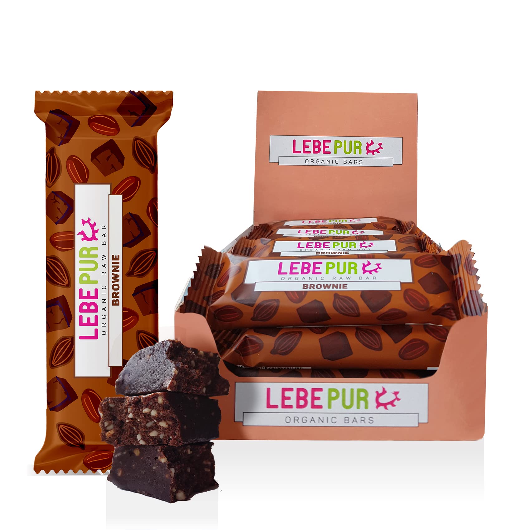 Lebepur Bio Energieriegel Brownie 15x50g | veganer Riegel auf Dattelbasis | Cashewkerne, Cashewmus, Kakao | ohne Zuckerzusatz | Rohkostriegel glutenfrei | laktosefrei | Power Bar | Großpackung