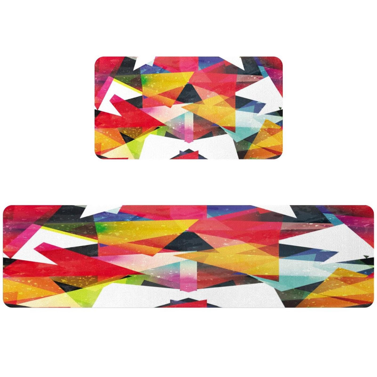 Tapis de cuisine motif géométrique triangulaire tapis lavable et absorbant x2