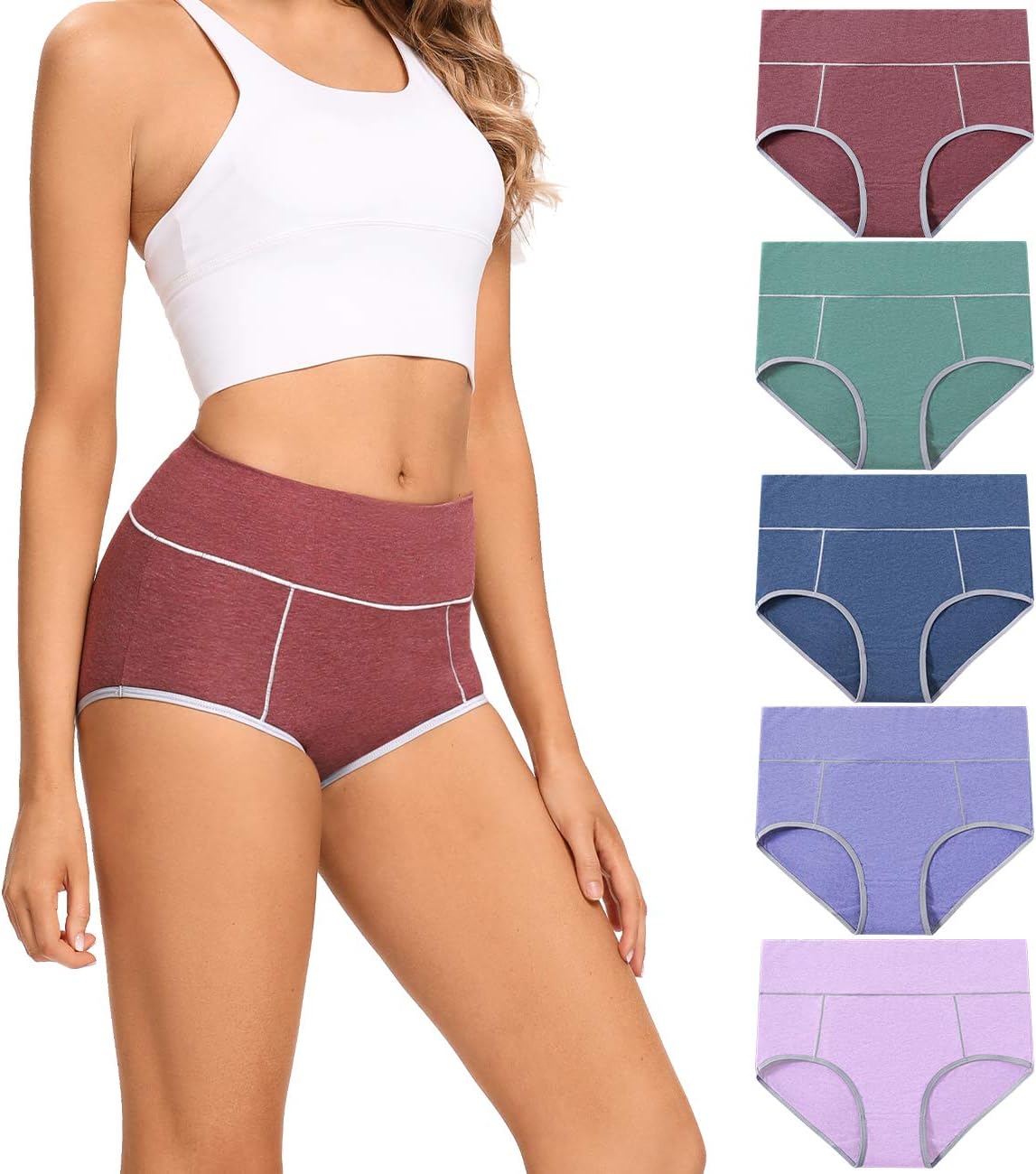 Womens Cotton Underwear High Waist Full Coverage Briefs Soft Breathable Postpartum Panties Stretch Underpants