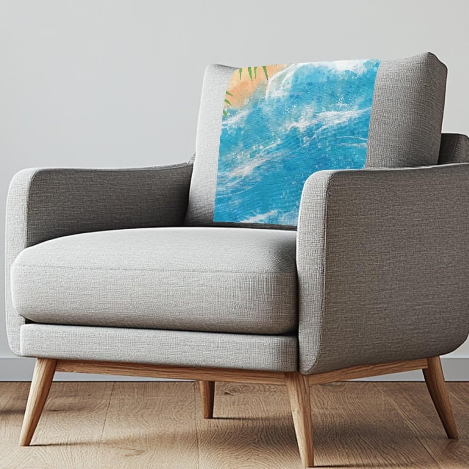 NETILGEN Beach Starfish Sofa Headrest Slipcovers Set of 3 Recliner Headrest Protector Cover Non Slip Cover Recliner Couch Headrest Cover for Home & Office