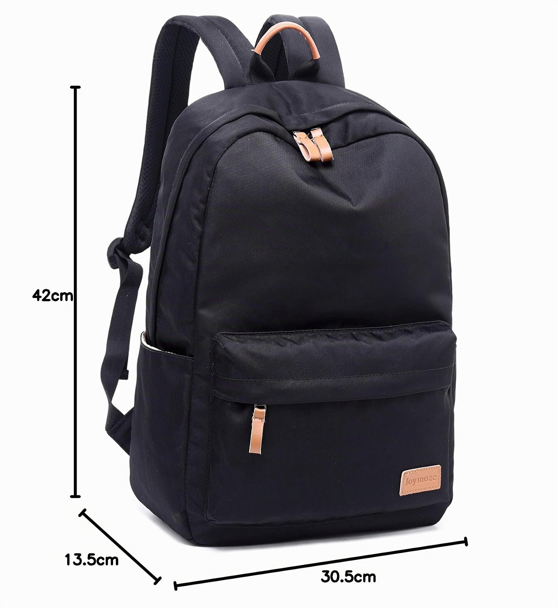 Joymoze Sac à Dos d'école Classique de Couleur Pur imperméable pour Adolescents, Sac à Dos Retro décontracté Noire