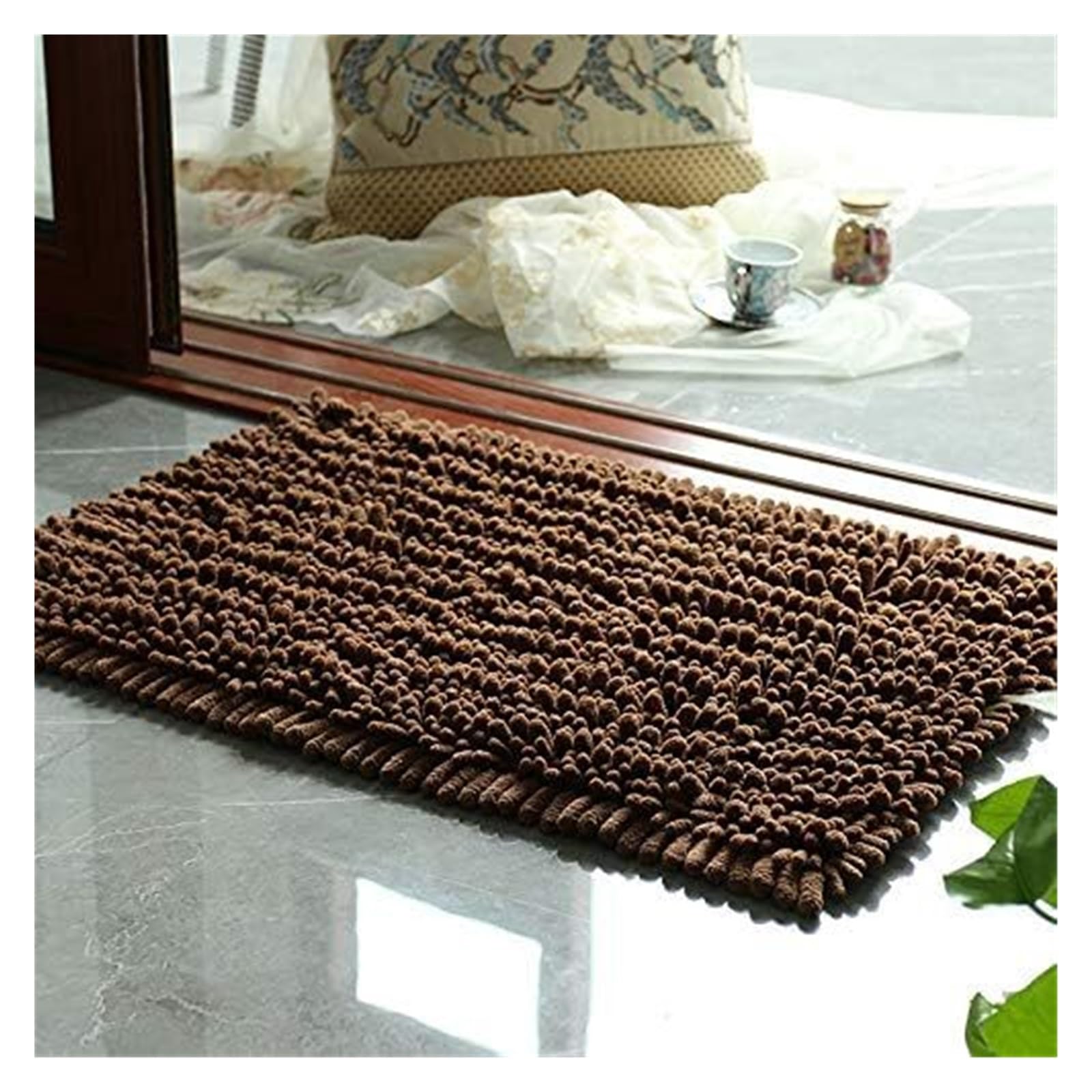 Tapis de bain doux pour sortie de douche chaleureuse dans votre chambre ou salon de couleur café
