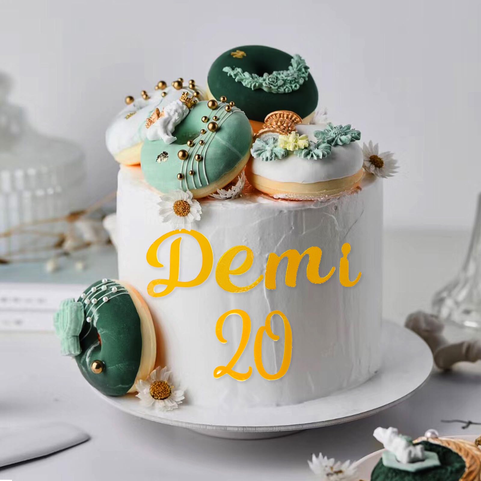 Decorazioni Torte Acrilico 64 Pezzi - Numeri 0-9 E Lettere A-Z Maiuscole/Minuscole Dorate