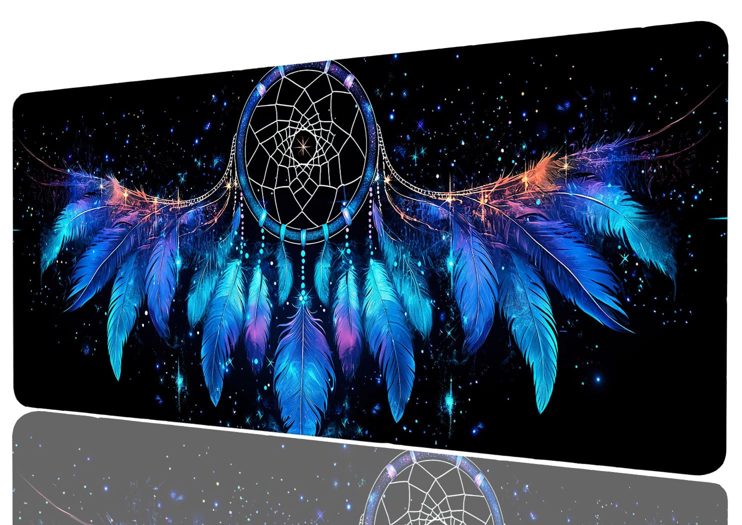 Feder-Schreibtischunterlage, Traumfänger, Fantasy, XL, großes Mauspad, erweitertes Laptop-Tastatur-Matte, Gaming-Schreibtischunterlage, Schreibtisch-Zubehör für Arbeit und Studium, 80 x 30 cm