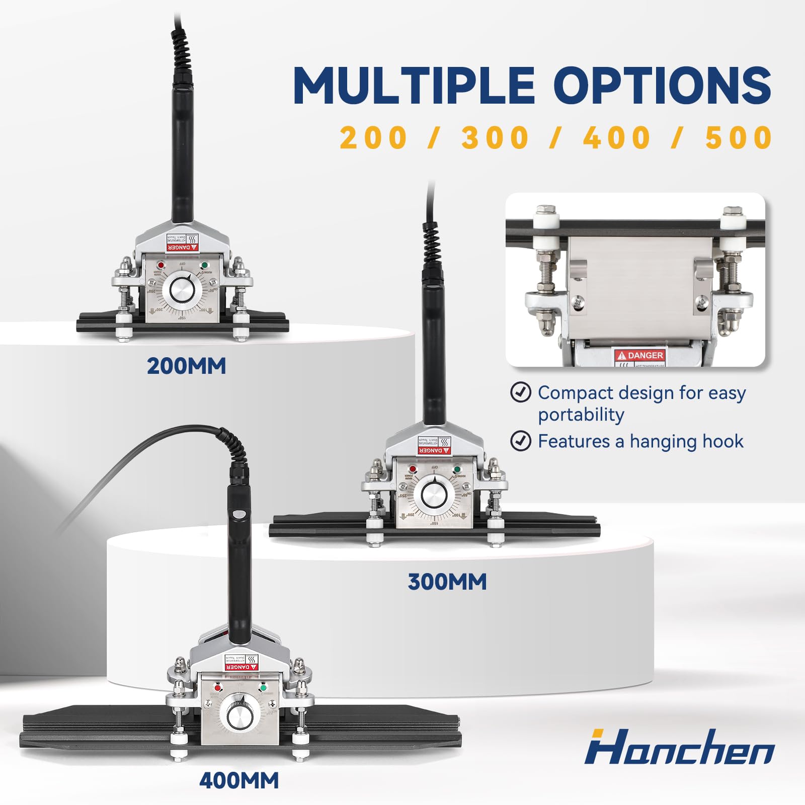 Hanchen Machine à sceller à chaud portable de 300 mm - 0 ~ 250 °C - Pour emballage alimentaire - Scelleuse pour sacs en aluminium - Sacs en papier kraft