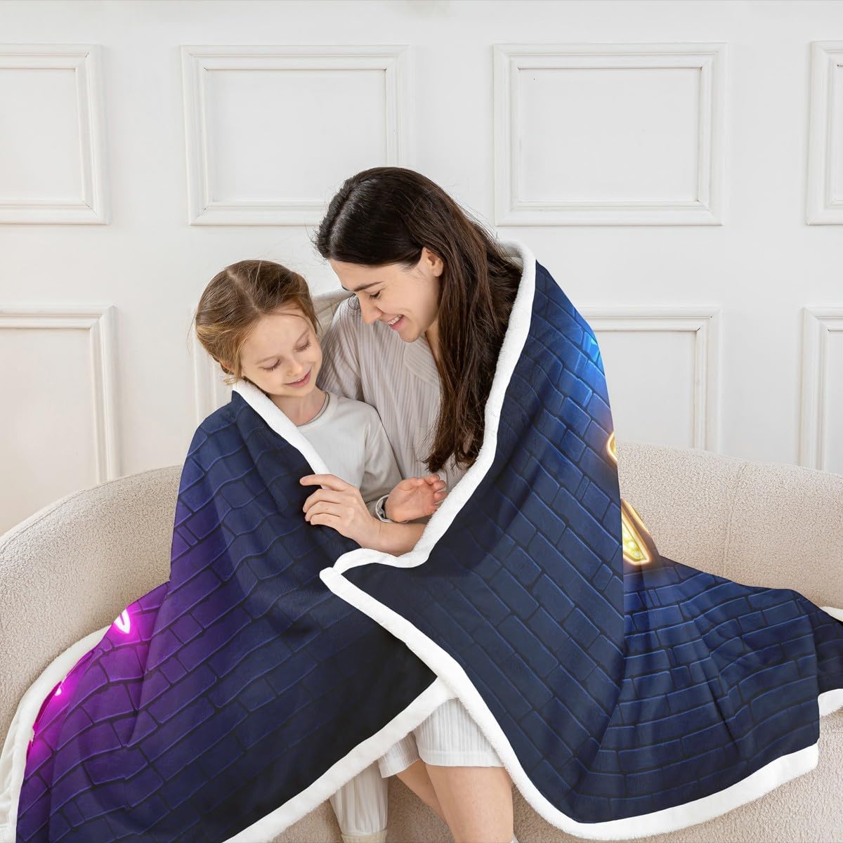 Homewish Dance Lovers Kids Throw Blanket,Brick Wall Retro Hip-hop Bed Blanket for Girls Boys Adults,Modern Fashion Sports Romantic Fleece Blanket,Blue Purple Fuzzy Blanket,Throw Size (50 x 60 Inches)