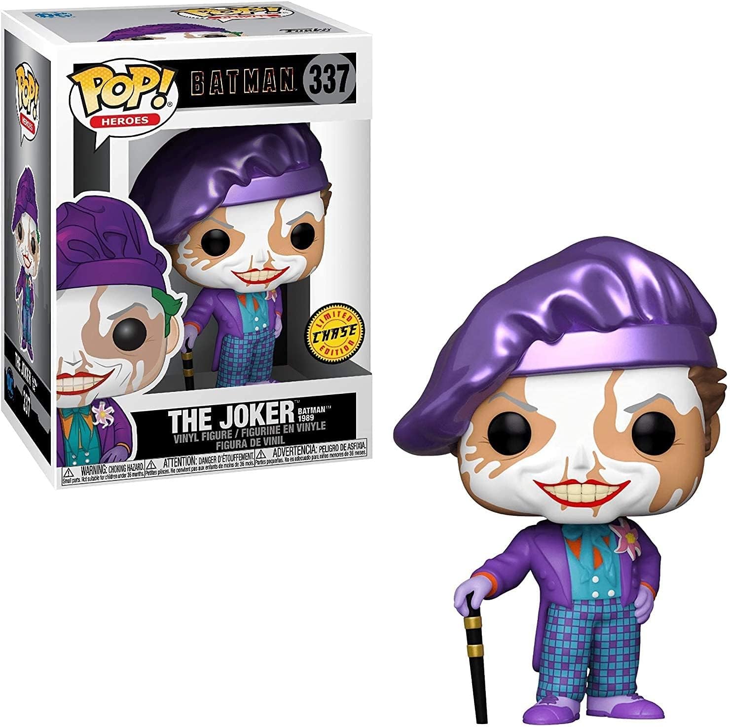 POP DC Heroes: Batman 80th - Joker (1989) Edition Chase Funko Vinyl Figure (Bundled with Compatible Box Protector Case) Multicolored 3.75 inches