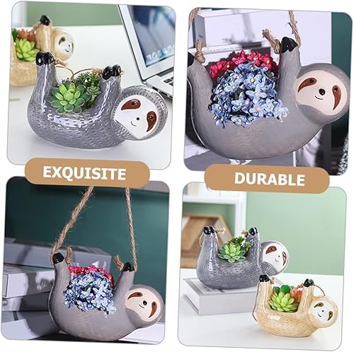 Miniatura 7 de Veemoon Macetero para plantas suculentas, maceta de montaje en pared, mini contenedores de cerámica, macetas con base de flujo de cerámica, macetas