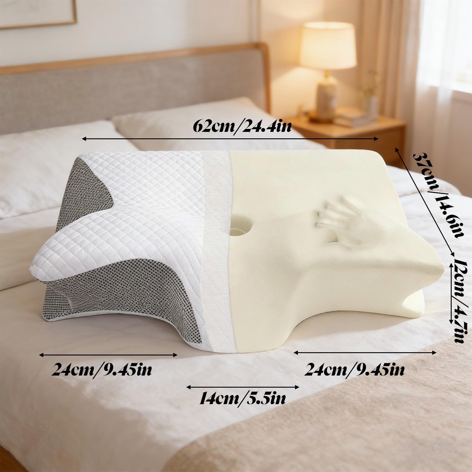 Oreiller Apnée du Sommeil,Oreiller Anti Ronflement Et Apnée Positionnelle,Ergonomique Mousse À Mémoire De Forme Oreillers,pour Dormeurs De Côté, De Dos Et sur Le Ventre3 (Noir)