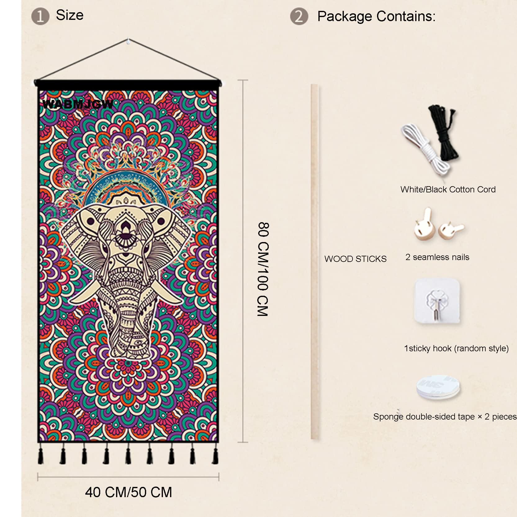 WABMJGW Arazzo da appendere alla parete Thang-ga Buddha tibetano appeso tessuto da parete nappe arazzo Banner decorazione da parete per soggiorno camera da letto, D-50 x 100 cm