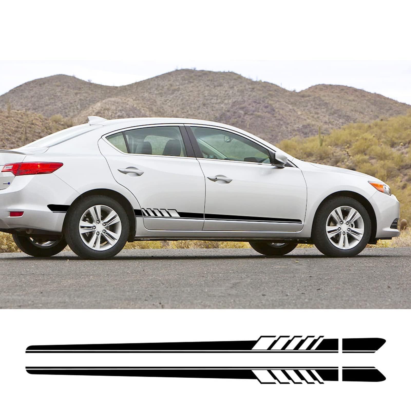 UNCLE LIAO Car Side Skirt For Acura MDX V6 Aspec ILX RDX TLX SH-AWD VTEC Auto Car Door Sticker Side Step Skirt.,Red