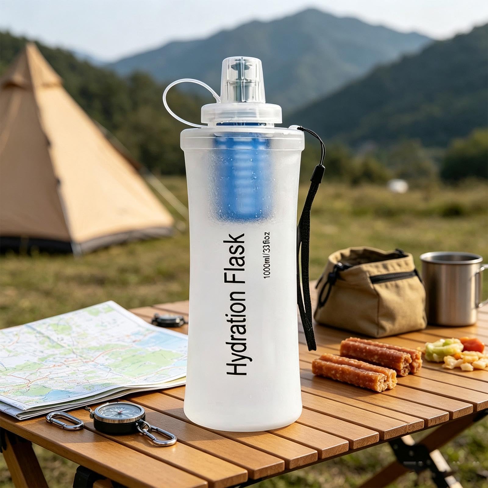 Borraccia Filtrante Soft Flask Pieghevole Da Esterno Con Purificatore Da 1