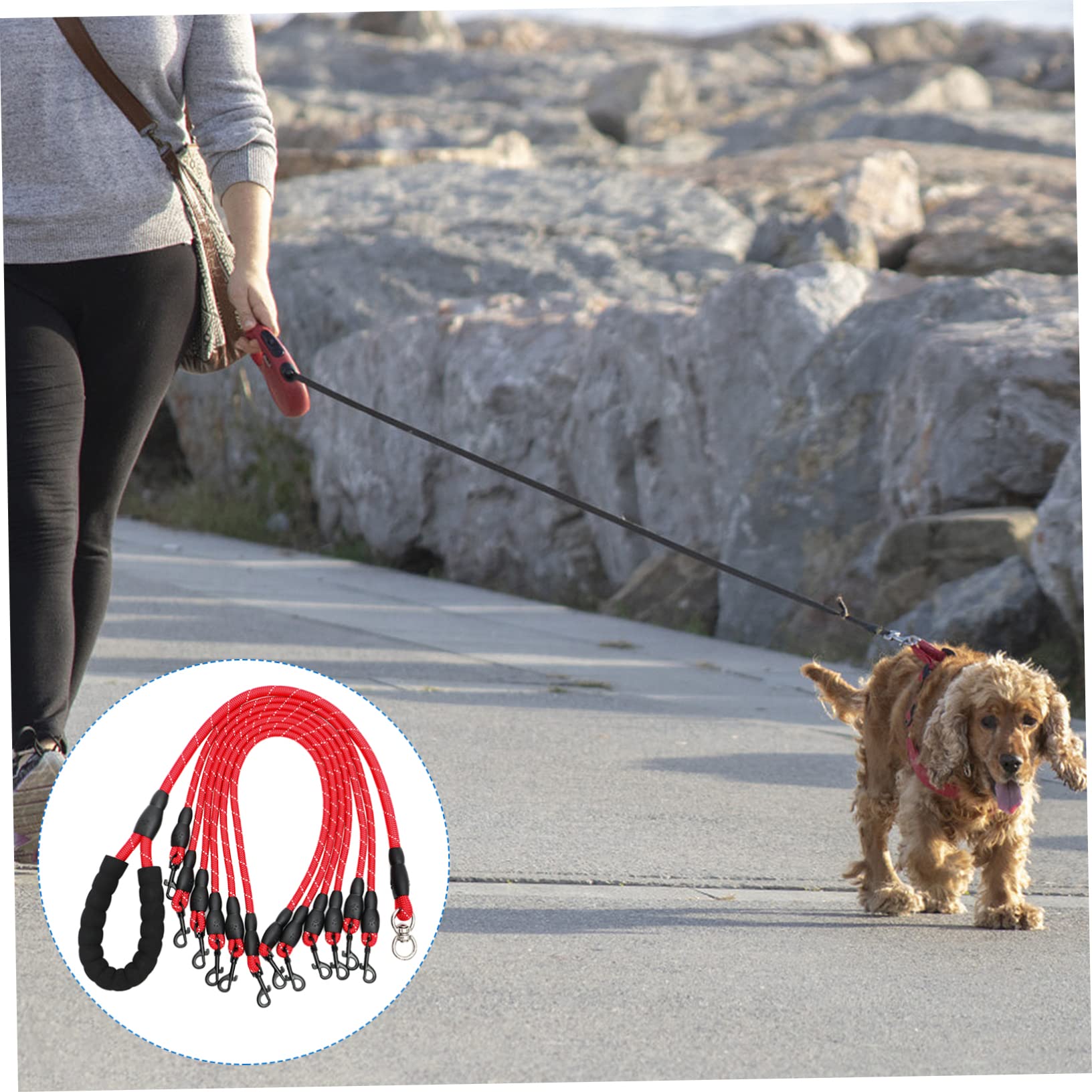 Correa De Perro Multicabezal Cuerda Resistente para Entrenamiento y Paseo De Mascotas Diseño Ergonómico Antideslizante para Senderismo y Actividades Al Aire