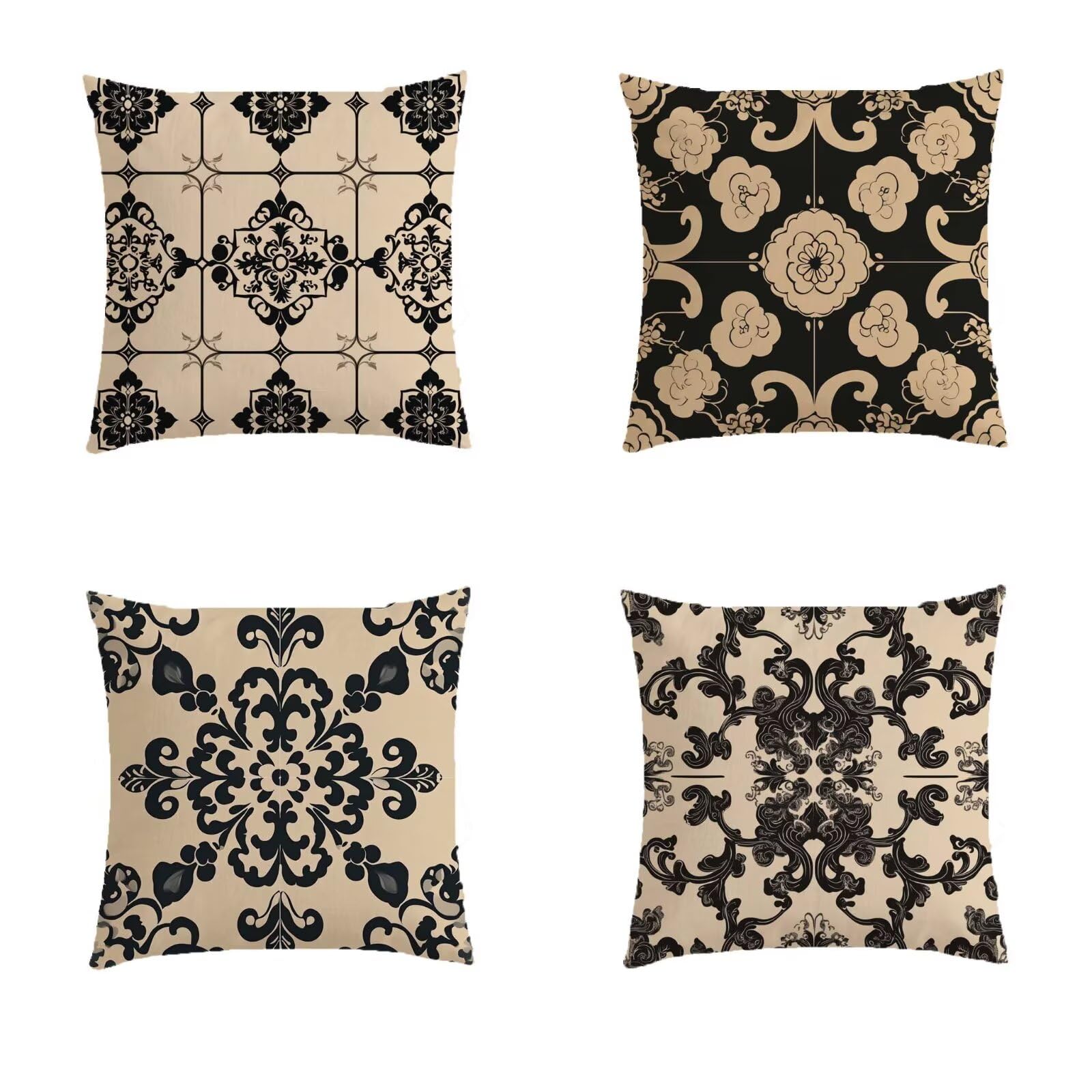 Housse de coussin 45x45cm lot de 4 motifs géométriques pour salon de jardin