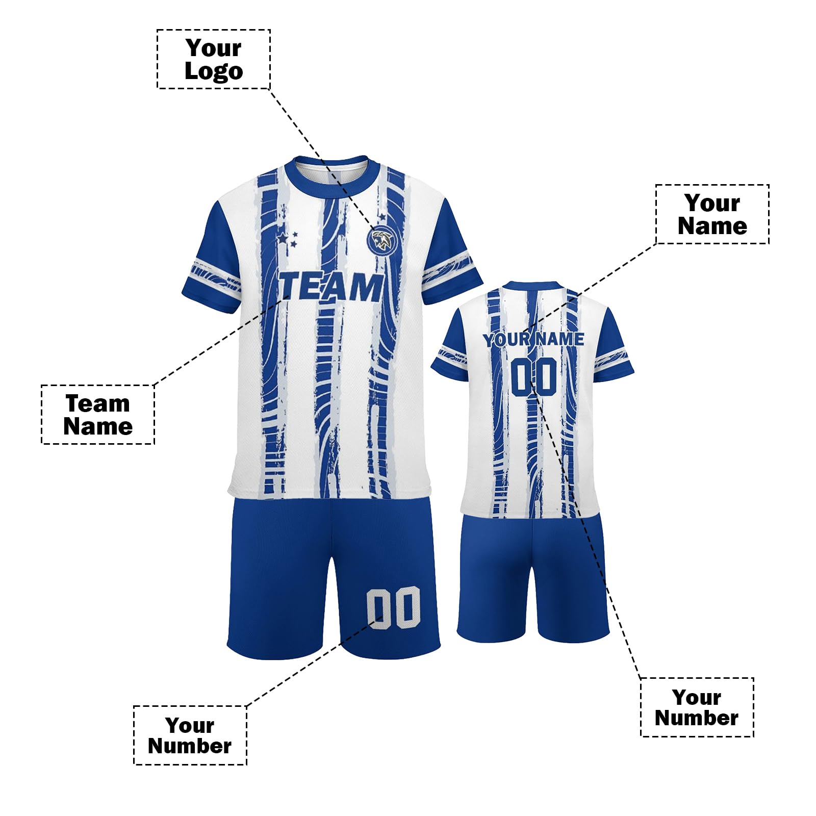 Custom Kids Soccer Jersey | Personalized Youth & Teenss Football Uniforms | Fans' Shirts with Name & Number for Boys Blue