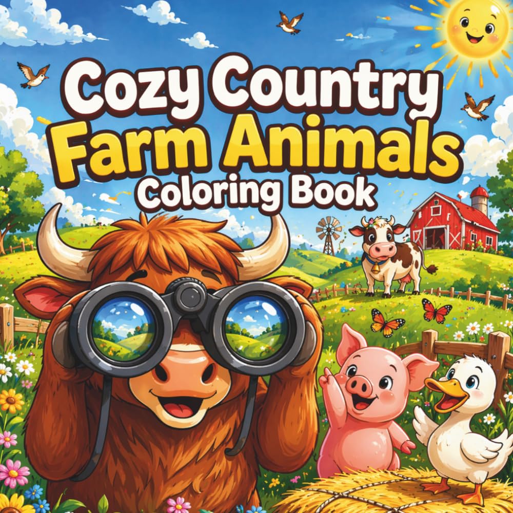 Cozy Country Farm Animals Coloring Book: 50+ Cute Cozy Farm Friends and Charming Barnyard Animals in Relaxing Rural Scenes | Adorable Cows, Pigs and ... (Cozy Animal Friends Coloring Series)