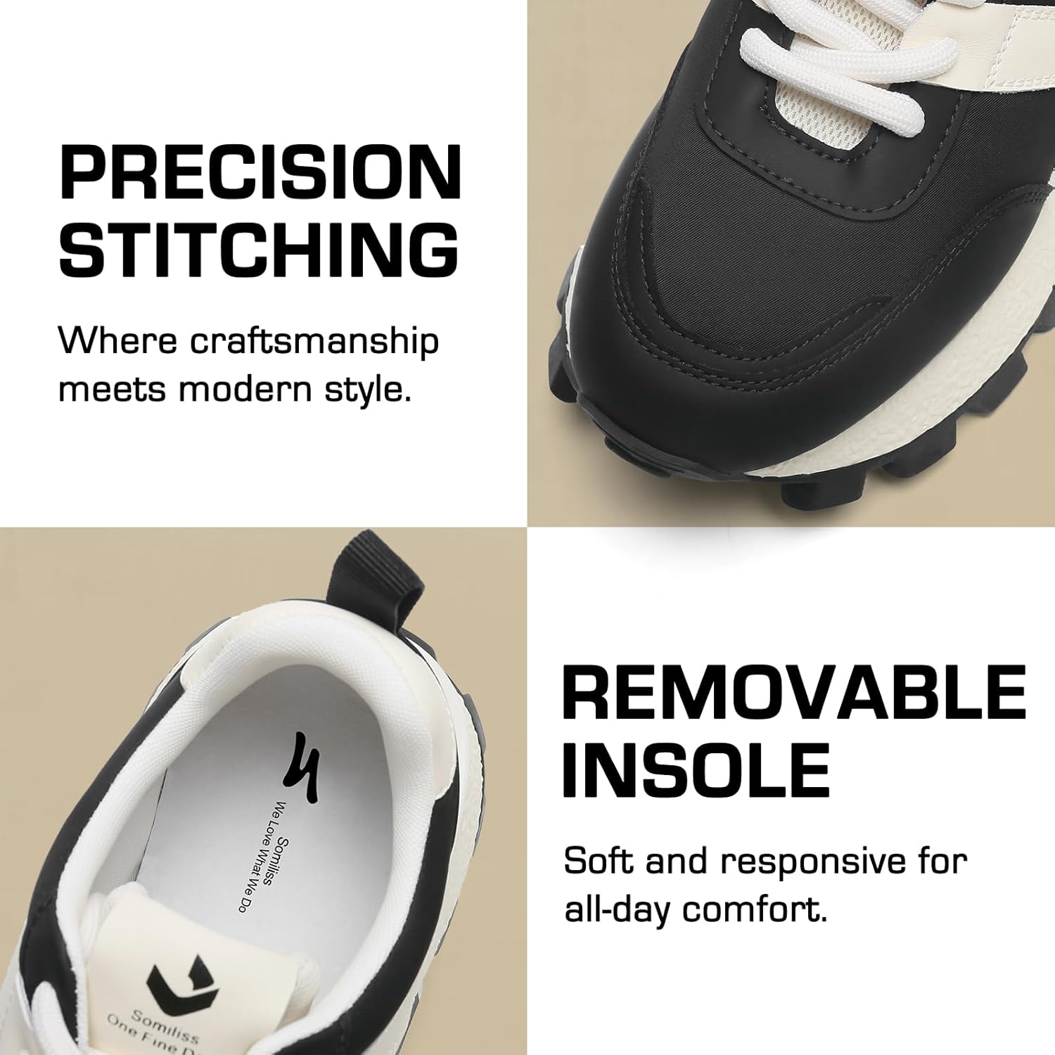 somiliss Womens Walking Sneakers Chunky Platform Breathable Shoes Fashion Sneakers for Women Comfortable Non-Slip Casual Work Shoes - Image 4