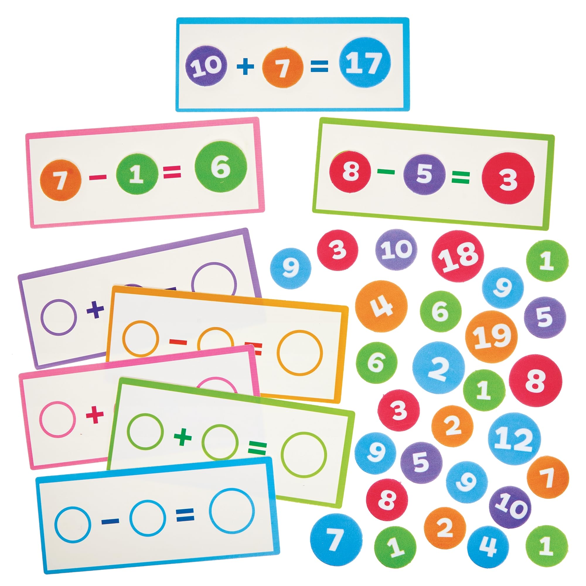 Baker Ross FN443 Addition & Subtraction Cards and Counters Pack - Per Pack, STEM, Science, Maths and Learning Aids for Kids and Schools