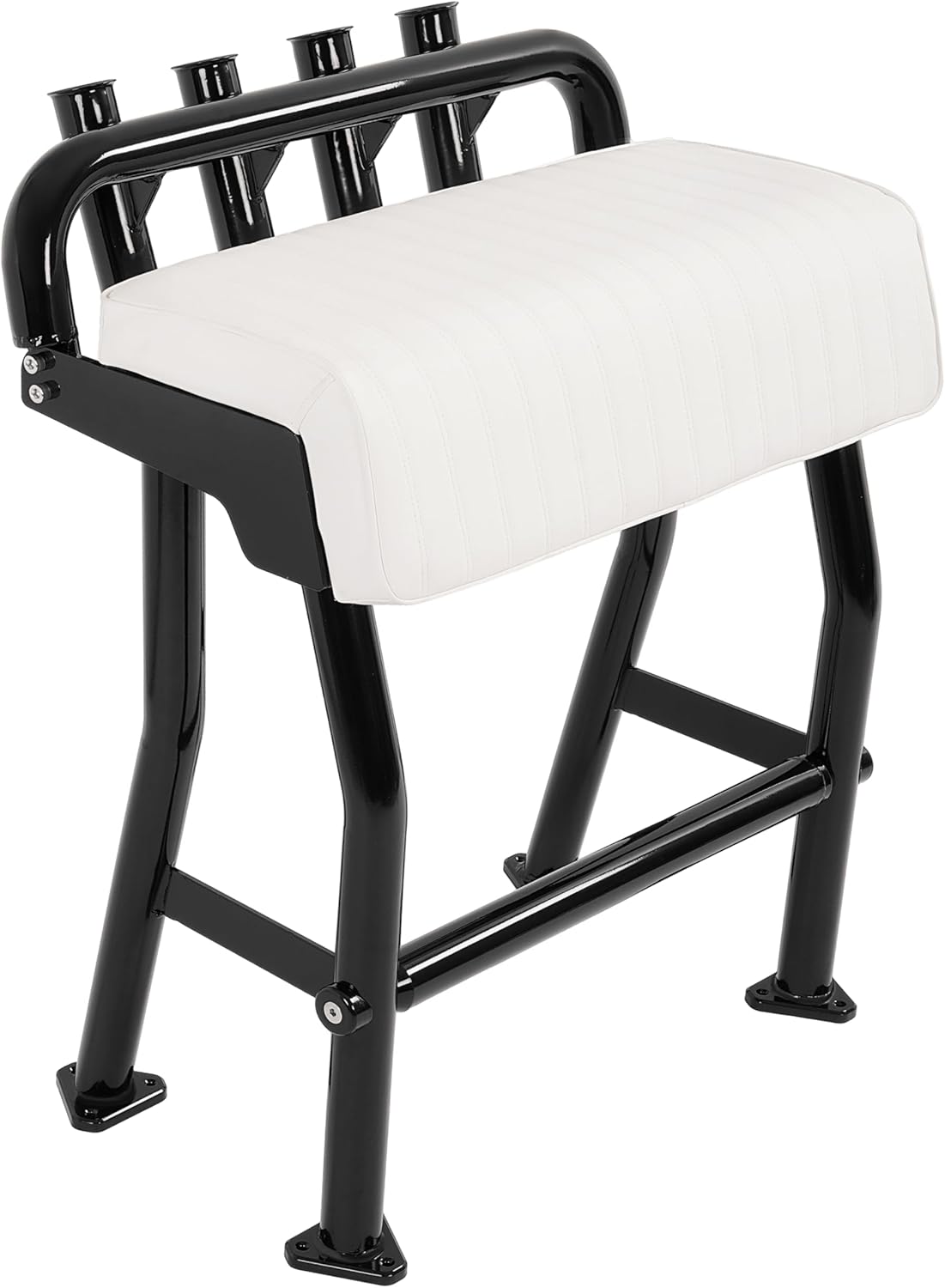 HECASA 29" Leaning Post Seat Compatible With Universal Most Fishing, Center Console, Bay Boats Parts Boat Bench Seat W/4 Rod Holders Aluminium+Plastic Powder Coated Black