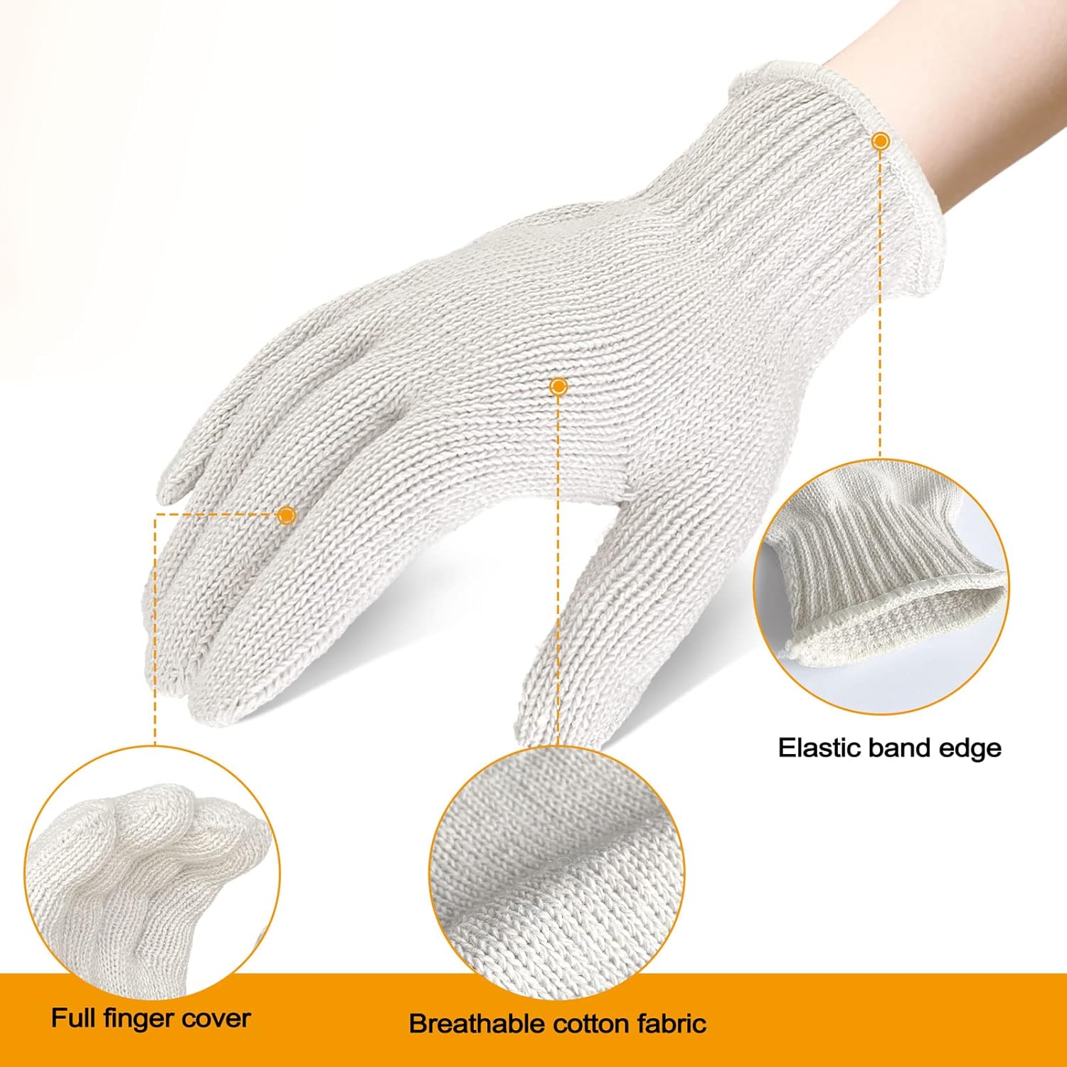 GSAFEME 12 Pairs Cotton Glove Liners for BBQ, Cooking, Grilling, Food Handling - Safety Work Gloves Hand Saver, Large - Image 2