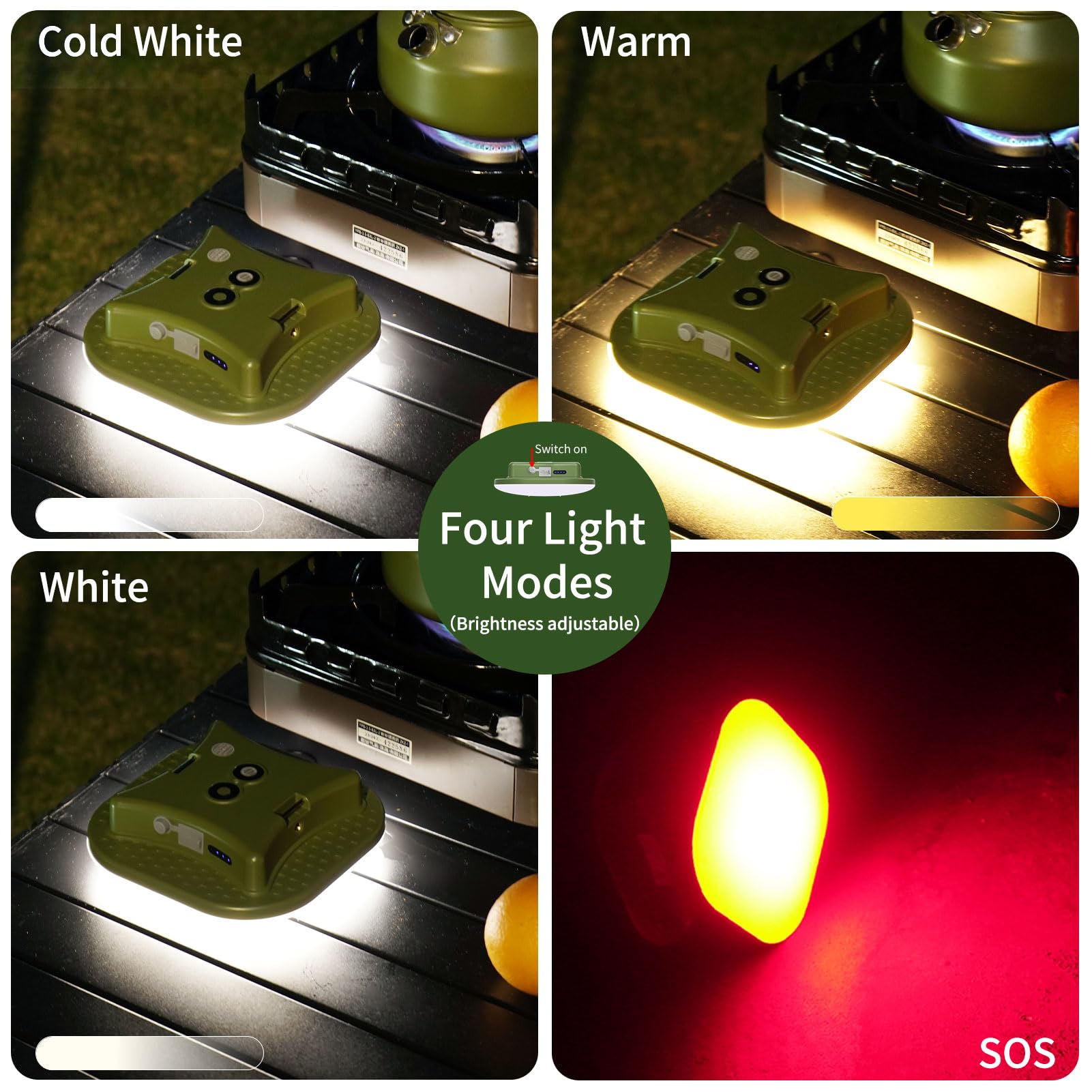 Linterna de camping recargable, luz LED inteligente con control Bluetooth por Tuya APP, sincronización de música, luces LED RGB para camping, luz exterior de 16500 mAh con base magnética