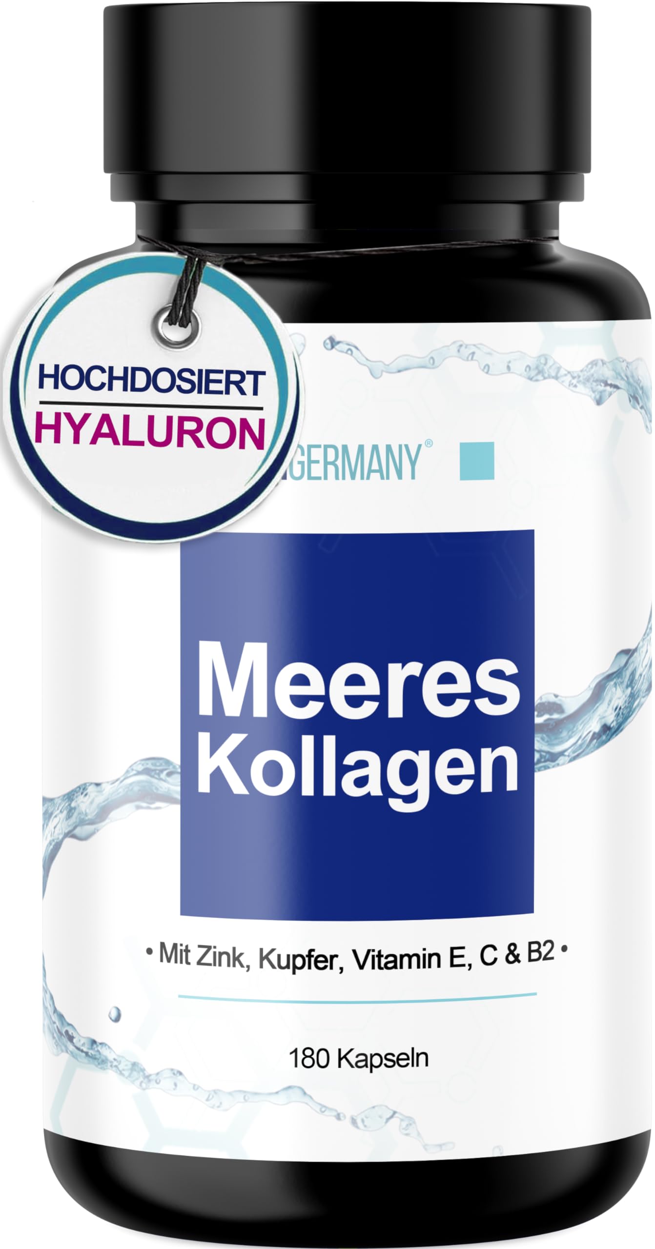 MBMGermany® Meeres Kollagen Kapseln [LACHS] + Hyaluronsäure, Zink 