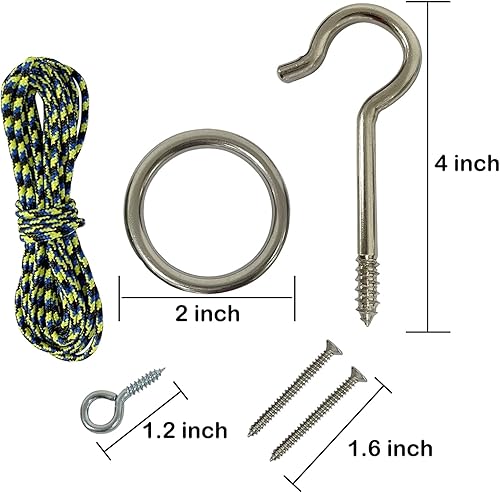 Miniatura 8 de Juego de lanzamiento de gancho y anillo, kit de bricolaje, juego de lanzamiento de anillos con cuerda y ganchos para exterioresinteriores