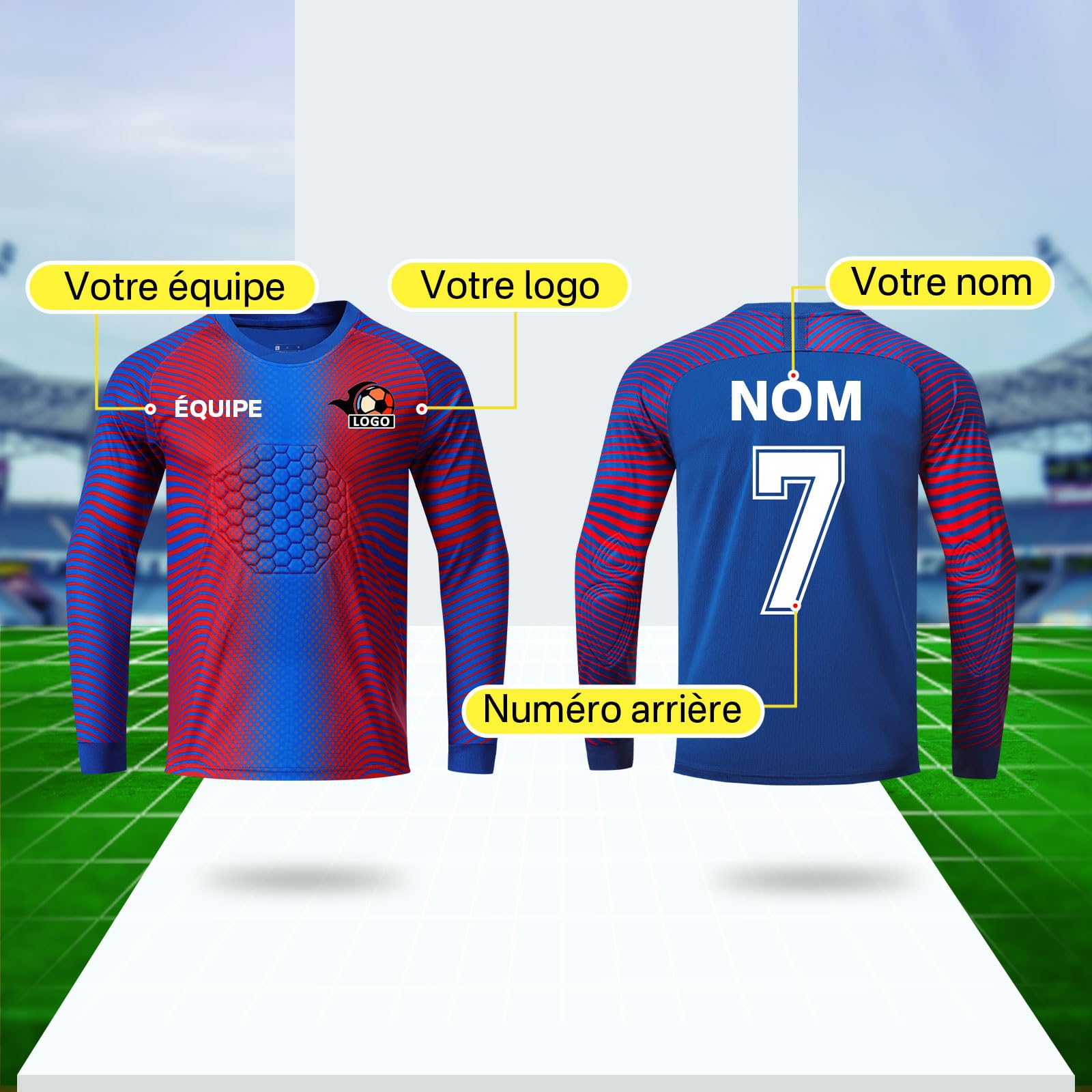 LAIFU Maillots de Gardien de Football Personnalisés pour Adultes Jeunes et Enfants Cadeau pour Les Fans de Football