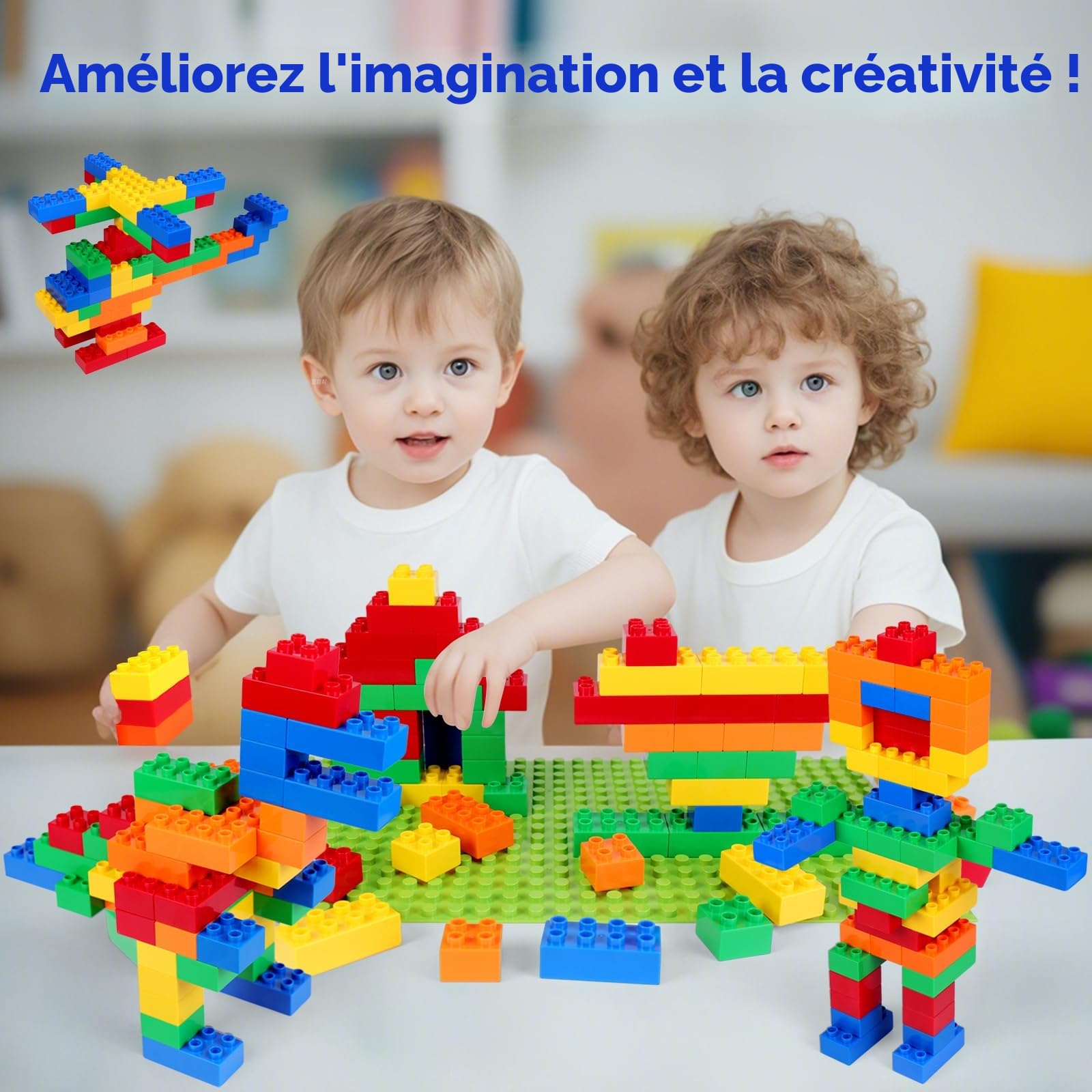 Blocs de Construction – 150 Pièces – Compatible avec Duplo – Grandes Briques ABS Sécurisées – Jouet Éducatif Enfant 3 4 5 6 Ans – Créativité et Apprentissage – Multicolore 2x2 & 2x4.