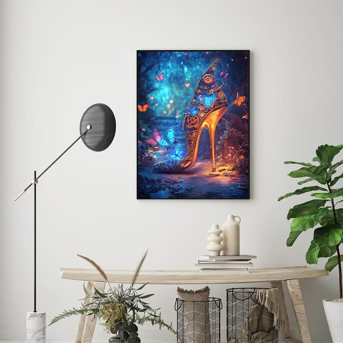 Dipingere con i Numeri Farfalla, Paint by Numbers Adulti Tacco alto, Fai da te Creativi Adulti Quadri da Dipingere Numerati Kit per Decorazione Della Parete di Casa, Regalo 80x110cm Senza Cornice 0E-0