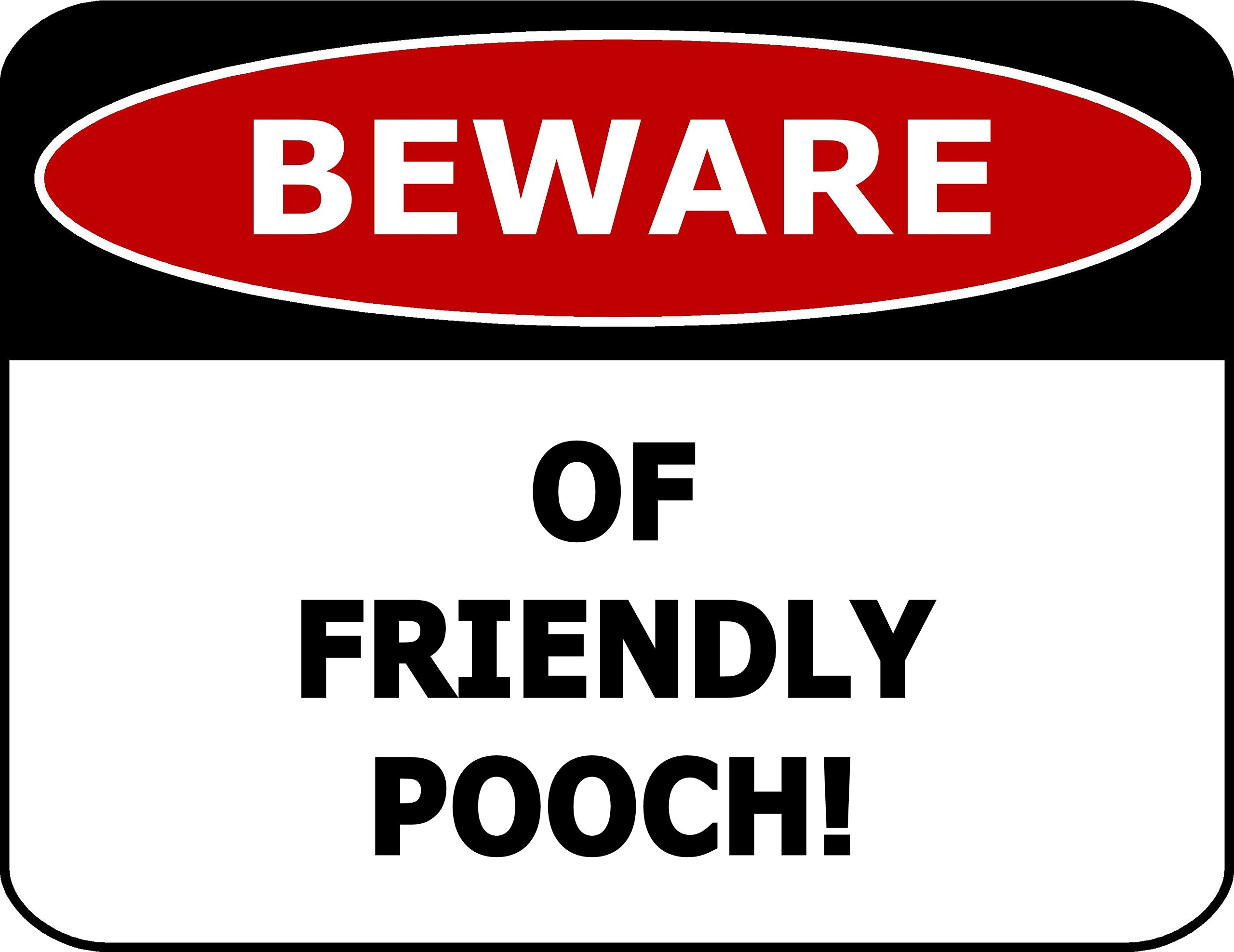 Cute Pet Caution Metal Tin Sign, Beware Of Friendly Playful Pooch Yard Front Door Wall Decor, 12x8 Inches Aluminum
