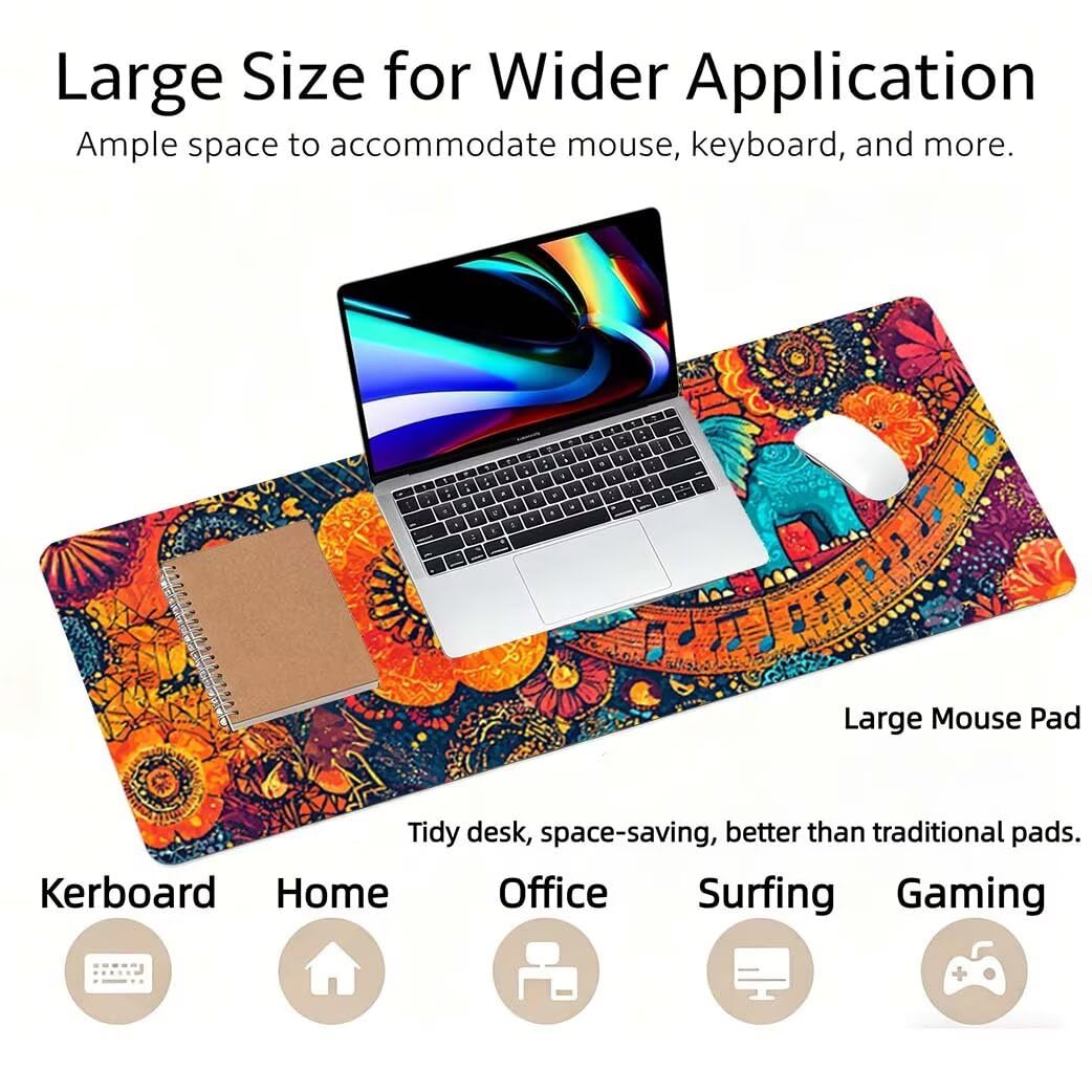 Lpfieonn Einfach Großes Schreibtischunterlage, XXL Schreibtischunterlagen, Weiß XXL Wasserdicht Gaming Mousepad mit Vernähter Rand und Rutschfeste Gummibasis, für Laptop/Hause/Büro 120x60cm PF-2671