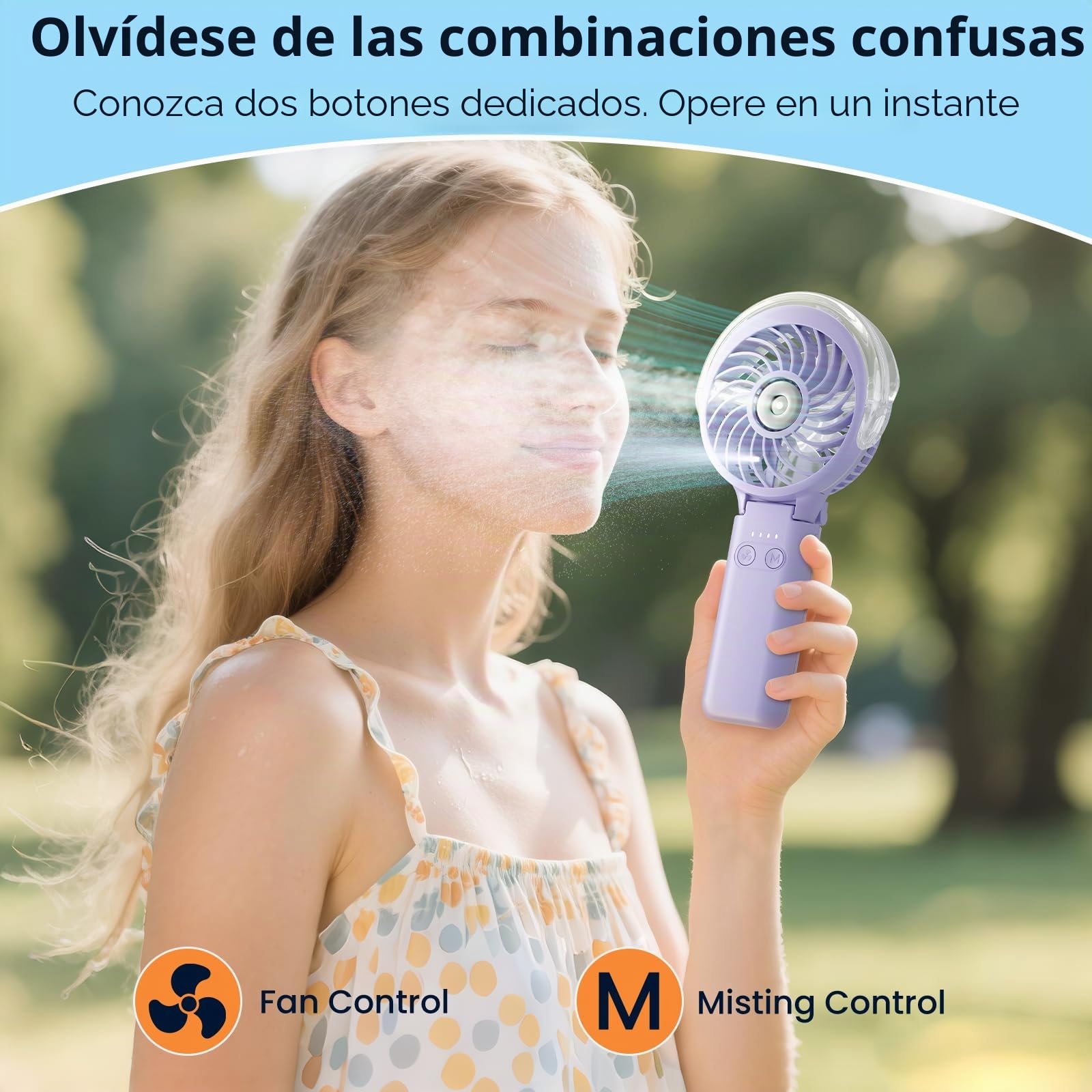 HandFan Ventilador de niebla de 5200 mAh (morado claro)