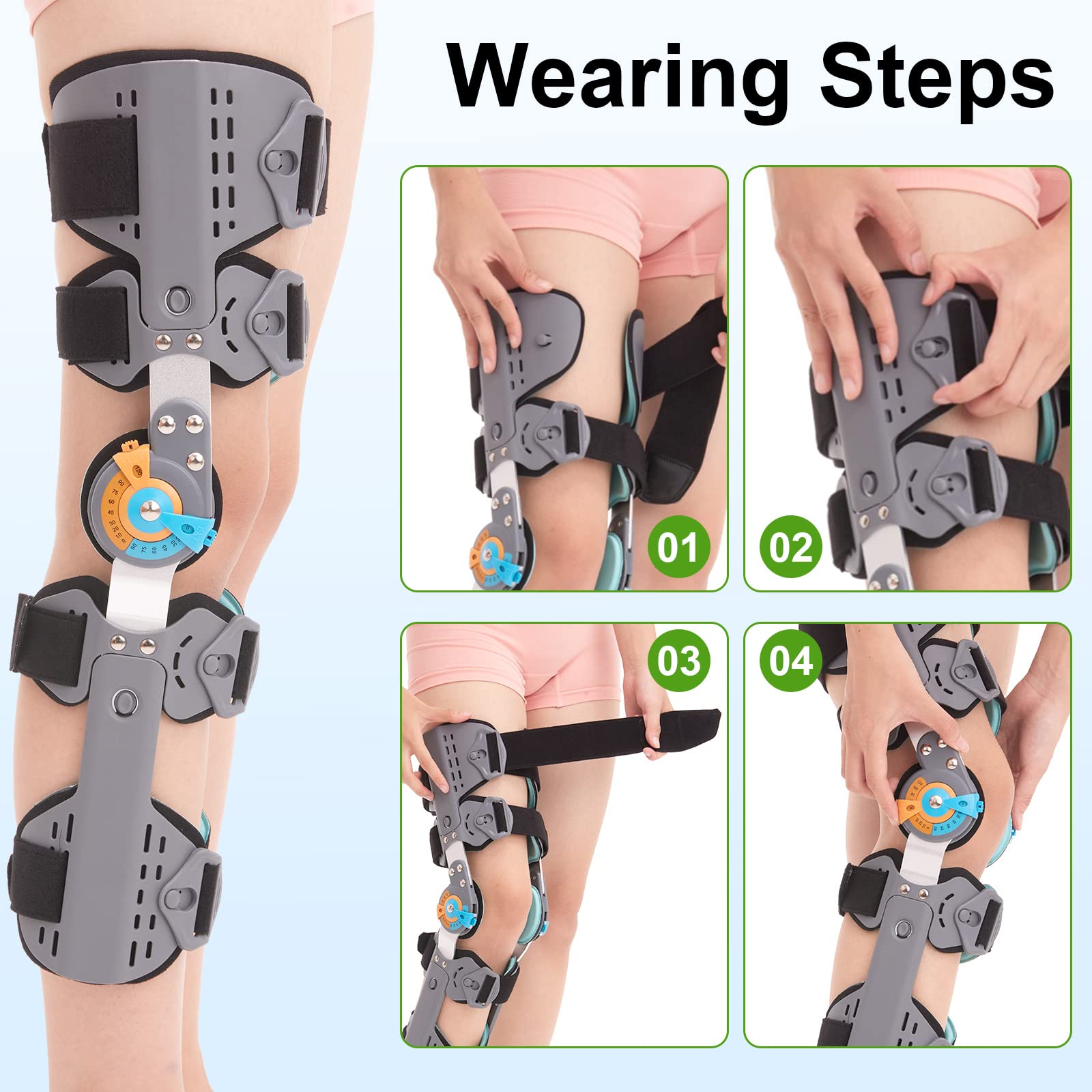 Opaska na kolano na zawiasach ROM Post Op Knee Immobilizer Regulowany stabilizator kolana ze stabilizatorami bocznych nóg dla mężczyzn i kobiet