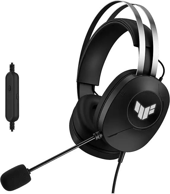 ASUS TUF Gaming H1 Gen II kabelgebundenes Gaming-Headset (USB Typ-A, 40 mm Essence-Treiber, virtueller 7.1-Surround-Sound, TeamSpeak-zertifiziertes Mikrofon, 297-Gramm-Design, TUF-Logobeleuchtung