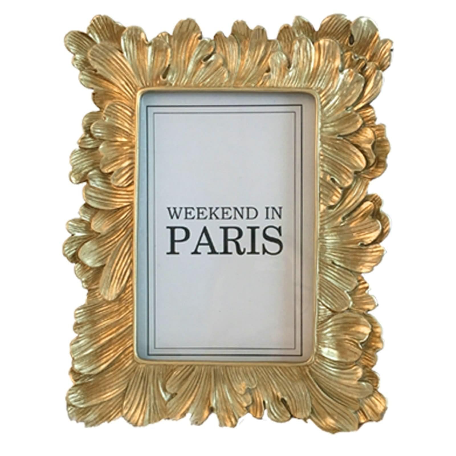 Marco de fotos dorado de 15 x 20 cm, elegante marco rectangular vertical para mesa de resina