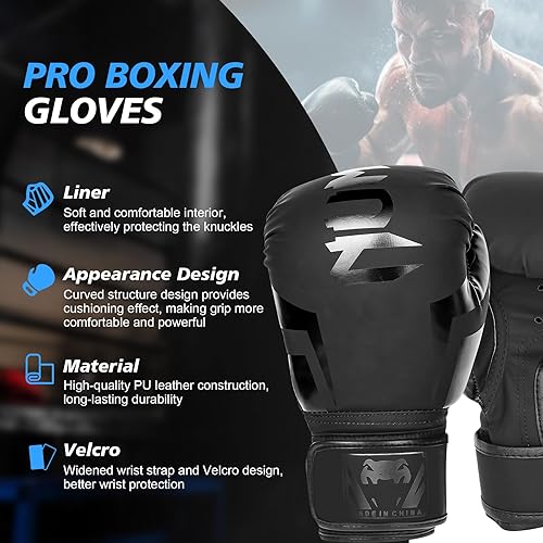 Miniatura 3 de Inmorven Boxing Gloves, Training Sparring, Muay Thai MMA Kickboxing, Men Women, Heavy Punching Bag Focus Mitts Pads Workout, Ventilated Palm - XS