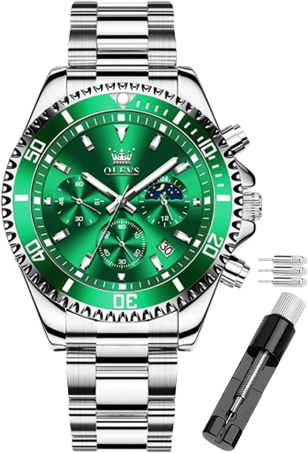 Watch for Men Waterproof Blue Dial Mens Dress Watches Luxury Two Tone Stainless Steel Wrist Watch with Day Date, Fashion Classic Classic Sports Quartz Watch Big Face…
