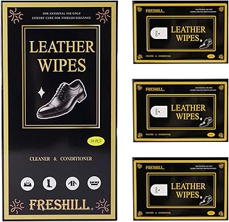 Leather Cleaner Wipes with Conditioner for Shoes, Boots, Purses,Couch,Furniture Polish & Car Interior, Prevents Fading & Cracking, Cleaning Wipes for Faux & Vinyl, 3-Pack