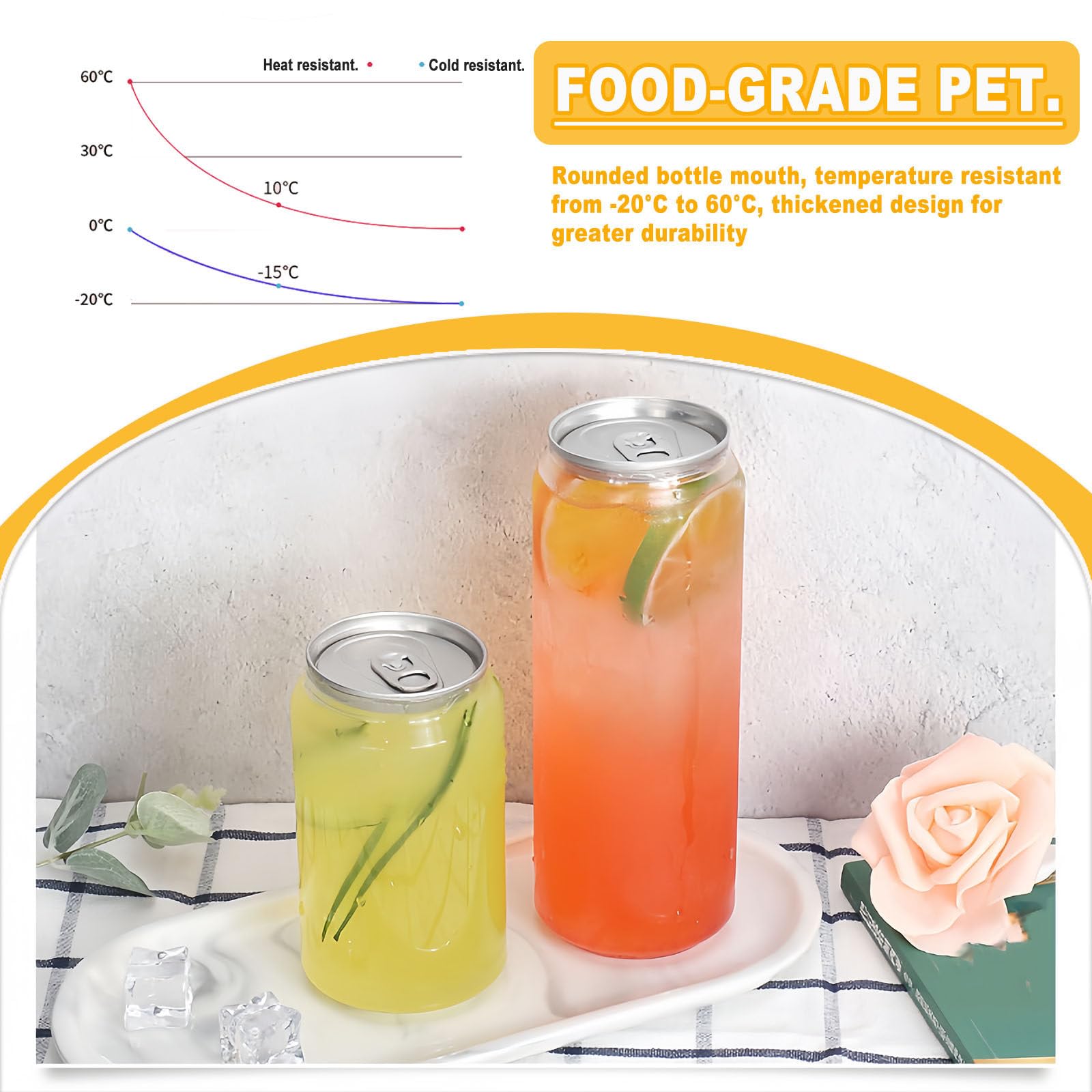 Botellas De Plástico Vacías De 55 Mm Para Máquinas Selladoras De Latas, Latas De Plástico Con Tapa, Envases De 250 Ml, 330 Ml Y 500 Ml Para Jugos Y Batidos, Para Té De Burbujas. 500ml(100sets)